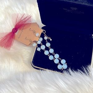 NEW: Handcrafted 2pc MOONSTONE Opalite Gemstone Earrings+Bracelet Gift Set